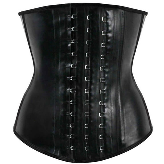 MuZeFu Corsets for Women Shapewear Cotton Lining, Shiny Rubber Corset, Rubber Press Buckle Girdle, Rubber Corset