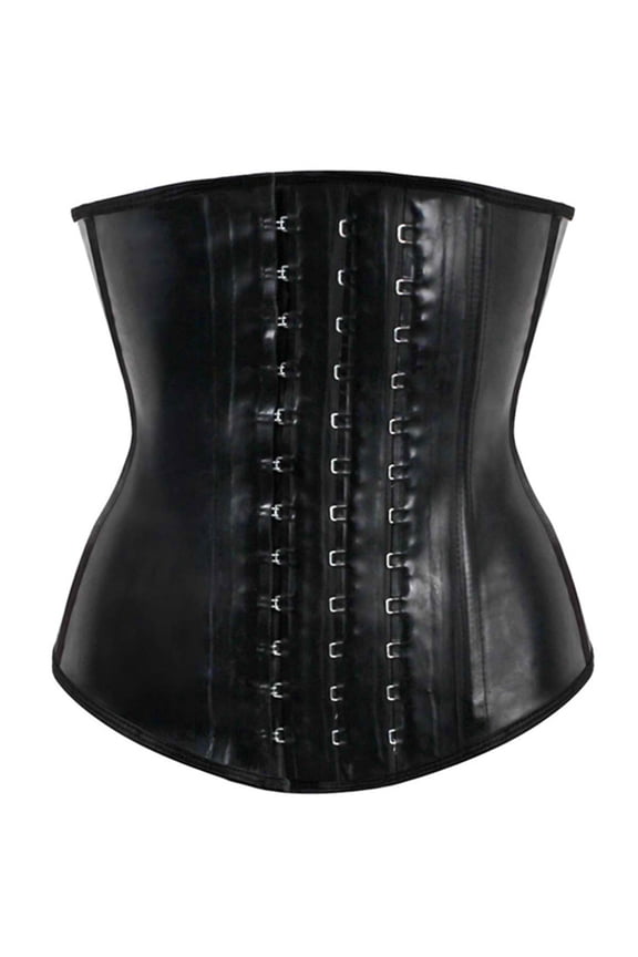 Corsets for Women Shapewear Cotton Lining, Shiny Rubber Corset, Rubber Press Buckle Girdle, Rubber Corset