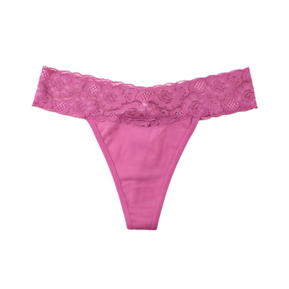 MuZeFu Cotton Lace Thongs for Women Women's Sexy Lace Striped Lace Hem Comfortable And Breathable Low Waisted Thong