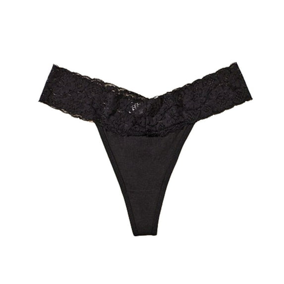 MuZeFu Cotton Lace Thongs for Women Women's Sexy Lace Striped Lace Hem Comfortable And Breathable Low Waisted Thong