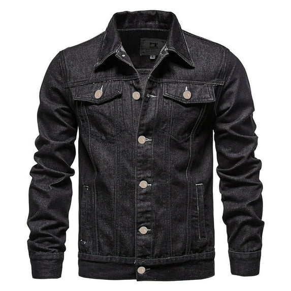 MuZeFu Denim Jackets Outwear for Men 2024 Casual Denim Jacket Men's Solid Color Button Pocket Slim Fashion Casual Work Denim Jacket