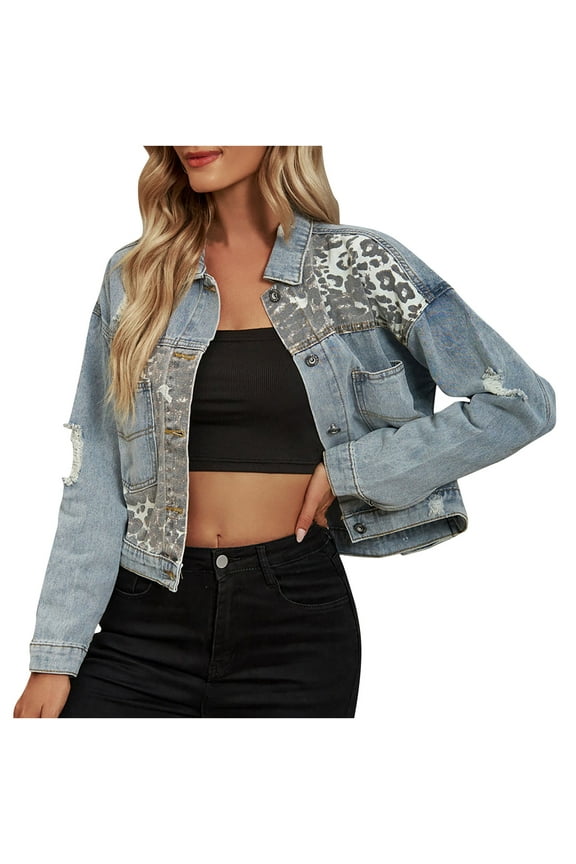 Denim Jackets for Women Plus Size Women's Fashionable Long Sleeve Lapel Hooded Denim Off-shoulder Coat/jacket Long Sleeve Hooded Denim Jacket/jacket
