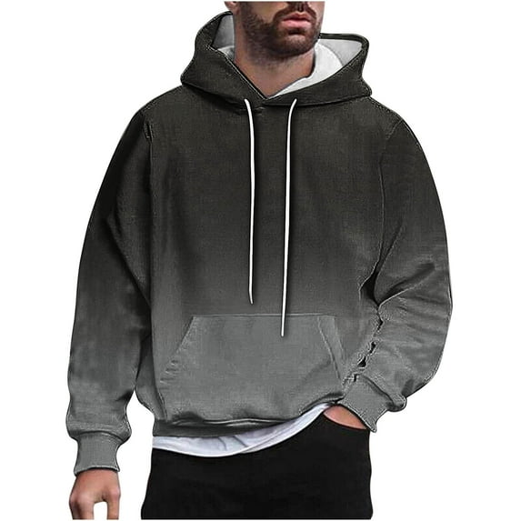 MuZeFu Essentials Hoodie Men 3Xl Men Casual Fashion Hooded Sweatshirts Round Neck Print Pullover Long Sleeve Tops Sweatshirt