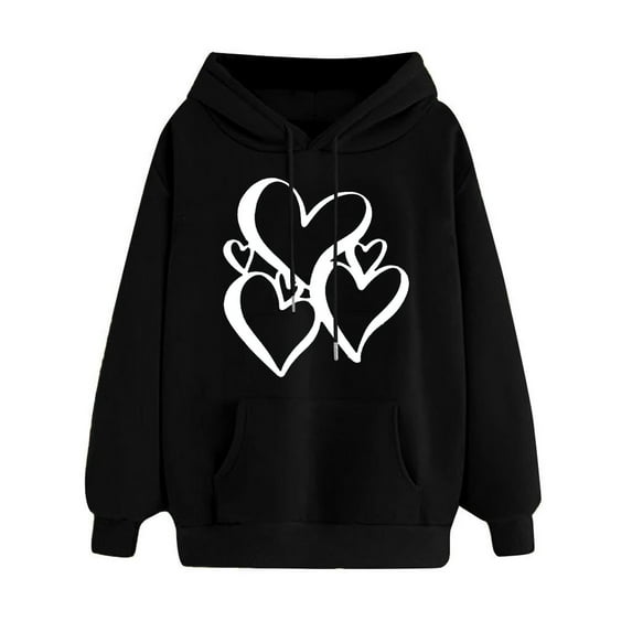 MuZeFu Essentials Hoodies for Women Women's Print Winter Hoodie Pullover Tops Long Sleeved Comfortable Sweatshirt