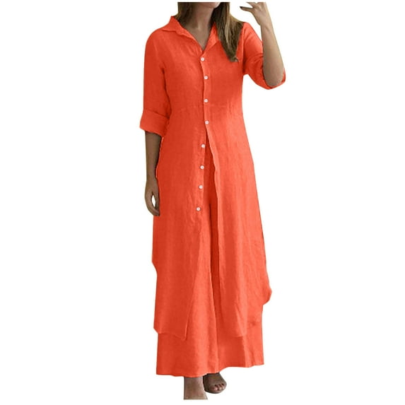 MuZeFu Fall Tops for Women 2024 Sweatsuits Women 2 Piece Outfit Lounge Sets for Women 2 Piece Women's Solid Color Round Neck Short Sleeve Tops And Pants Sets With Pockets