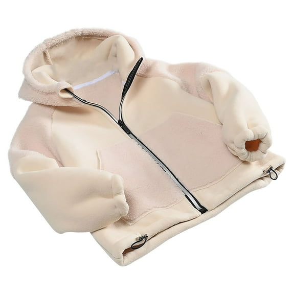 MuZeFu Fall and Winter Jacket for Juniors Child's Thick Plush Cotton Coat Fleece Middle And Large Children's Zipper Windproof And Warm Coat