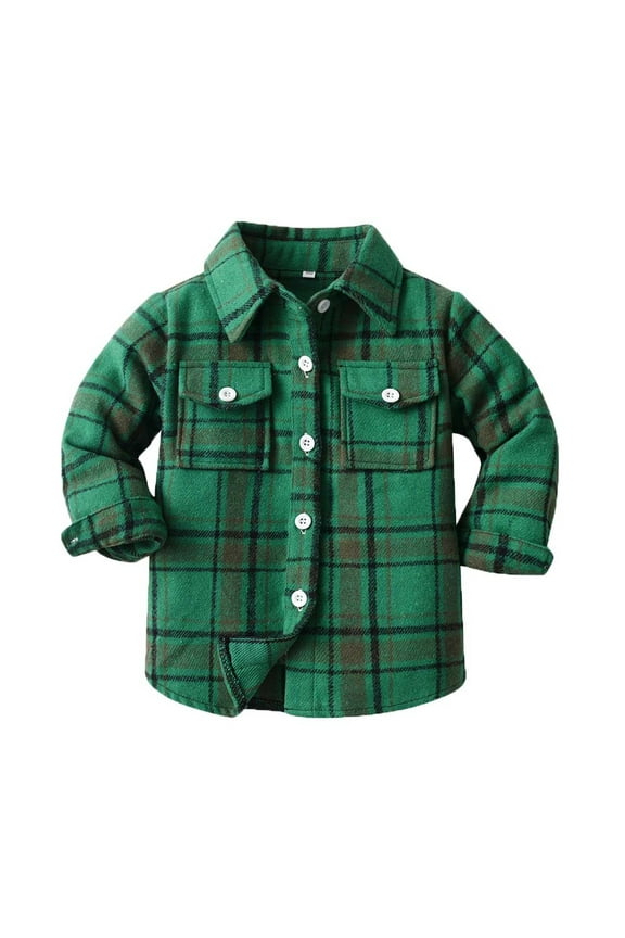 Fall and Winter Jacket for Juniors Kids Toddler Flannel Shirt Jacket Plaid Long Sleeve Shacket Baby Boys Girls Fall Shirt Coat Outwear