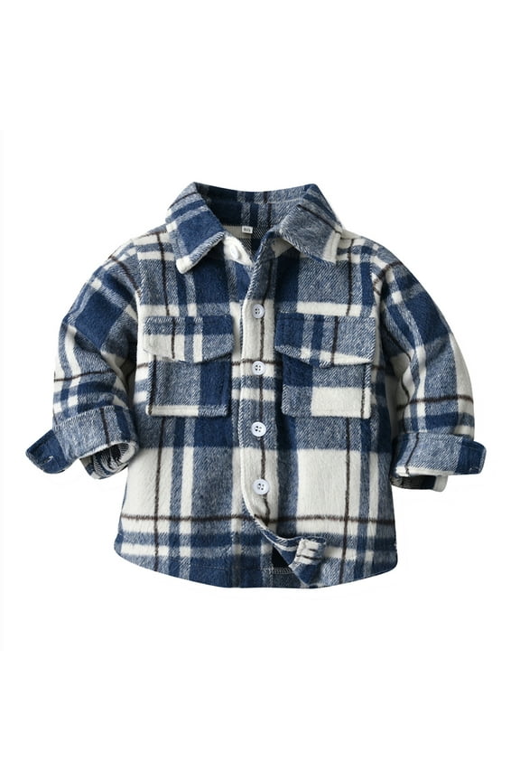 Fall and Winter Jacket for Juniors Kids Toddler Flannel Shirt Jacket Plaid Long Sleeve Shacket Baby Boys Girls Fall Shirt Coat Outwear