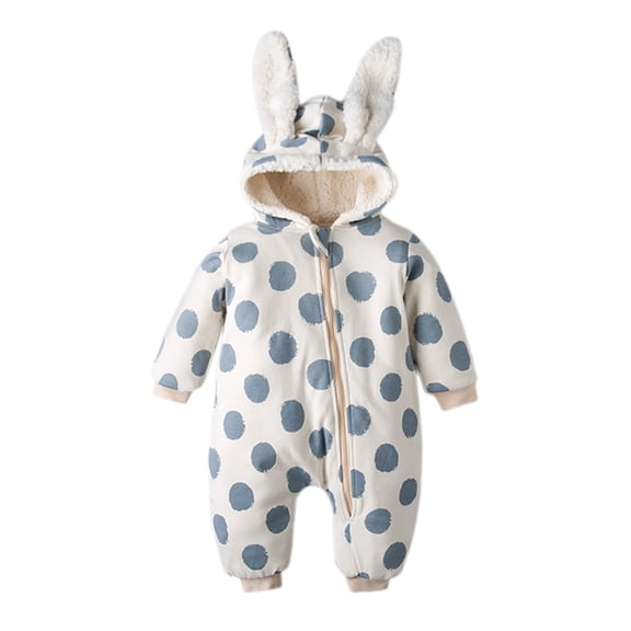 MuZeFu Girl Clothes Winter Jumpsuits Baby Girls Boys Clothes Baby Rompers Newborn Infant Baby Boys Girls Warm Polka Zipper Thick Hooded Romper Outfits