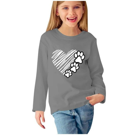 MuZeFu Girls Clothes under $5.00 Girls Clothes Fall and Winter Girls Long Sleeve Prints Shirts Cute Crewnecks Tops Dressy Casual Blouses Clothes