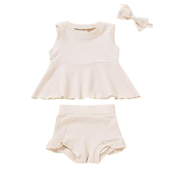 MuZeFu Girls Dresses Toddler Baby Girls Clothes Bow Dress Top Panties Solid Color Summer Suit