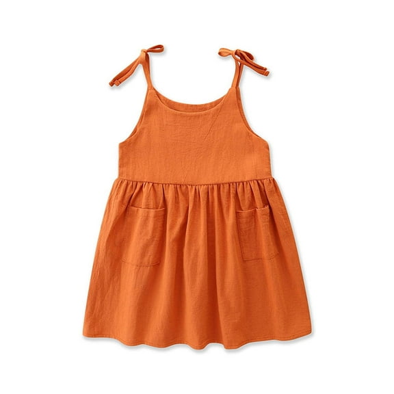 MuZeFu Girls Dresses&nbsp; Toddler Kid Baby Girls Summer Sling Dress Cute Solid Color Casual Dress