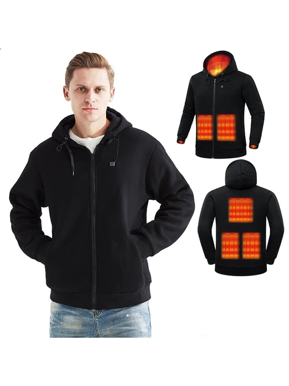 Heated Jacket for Men Men'S Heated Down Jackets Warm Heated Undershirts for Hiking, Biking, Hunting Heated Coat Men Intelligent Heating Top Solid Color Winter Comfortable Long Sleeve Coat
