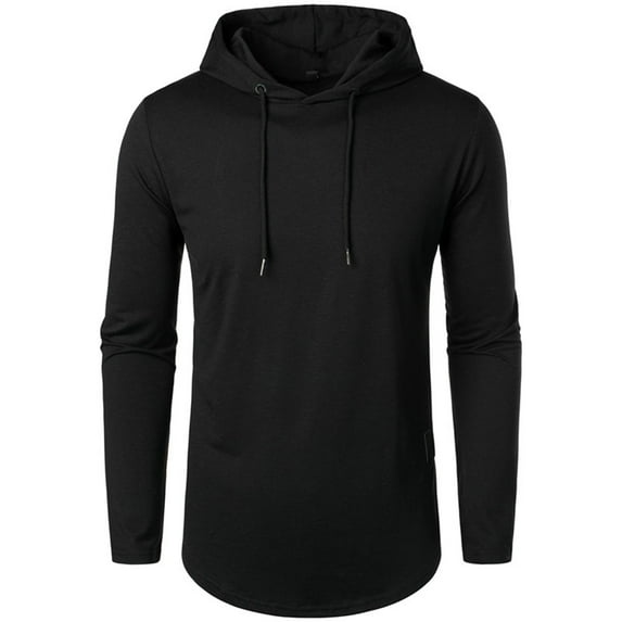 MuZeFu Hoodies for Men Black Men Casual Fashion Solid Long Sleeve Tops Blouse Hoodie Sweatshirts