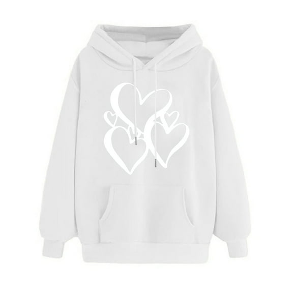 MuZeFu Hoodies for Women Plus Size on Women's Print Winter Hoodie Pullover Tops Long Sleeved Comfortable Sweatshirt