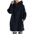 thumbnail image 1 of MuZeFu Hoodies for Women Trendy Plus Size Women's Solid Color Hoodie Zipper Long Sleeve Sweatshirts Long Coat Tops With Pockets, 1 of 9