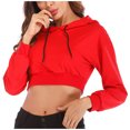 thumbnail image 1 of MuZeFu Hoodies for Women Trendy Red Fashion Women's Round-Neck Pullover Tops Long Sleeve Hooded Blouse Sweatshirt, 1 of 8