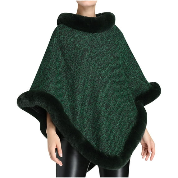 MuZeFu Hot Savings, Women'S Versatile Cape Women's Warm Ruffled Cape Loose And Fashionable Solid Color Thick Coat