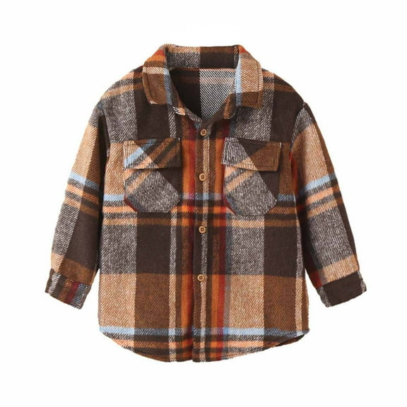MuZeFu Infant Girl Clothes Clearance under $10 Toddler Flannel Shirt Jacket Plaid Long Sleeve Lapel Shacket Kids Boys Girls Coats Fall Tops