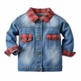 thumbnail image 1 of MuZeFu Jackets for Kids on Clearance Kids Toddler Shirt Red And Black Checkered Stitching Denim Long Sleeve Jacket Baby Boys Girls Fall Shirt Coat Outwear, 1 of 9
