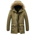 thumbnail image 1 of MuZeFu Jackets for Men Big and Tall Men Hooded Long Sleeve Button Zipper Solid Pockets Warm Winter Coat, 1 of 4