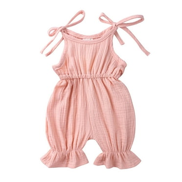 MuZeFu Kids Rompers Clearance Toddler Baby Girls Fashion Cute Solid Color Cotton Linen Ruffles Frenulum Jumpsuit Romper