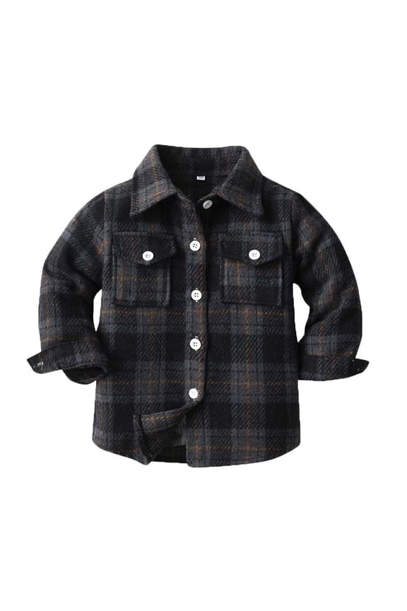 Kids Winter Warm Snow Clothes Outwear 2-7T Kids Toddler Flannel Shirt Jacket Plaid Long Sleeve Shacket Baby Boys Girls Fall Shirt Coat Outwear