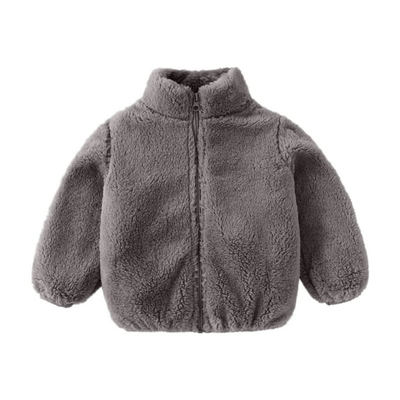 MuZeFu Kids Winter Warm Snow Clothes Outwear 2-7T Toddler Baby Grils Fleece Outwear Boys Zipper Solid-color Thick Kids Warm Coat