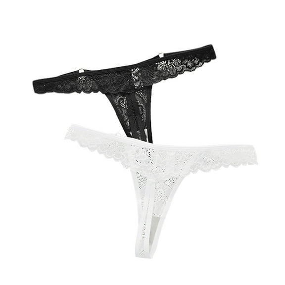 MuZeFu Lace G String Thongs for Women Sexy Underwear 2 Sets Of Women Lace Underwear Black white
