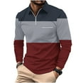 thumbnail image 1 of MuZeFu Long Sleeve Shirts for Men mens Casual Printed Zipper T-shirt Shirt Long Sleeved Lapel Top, 1 of 5
