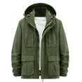 thumbnail image 1 of MuZeFu Men Coats Clearance Rollbacks with Hoods Men's Fashion Casual Solid Color Pockets Zipper Long Sleeve Hooded Casual Outwear Coat, 1 of 5