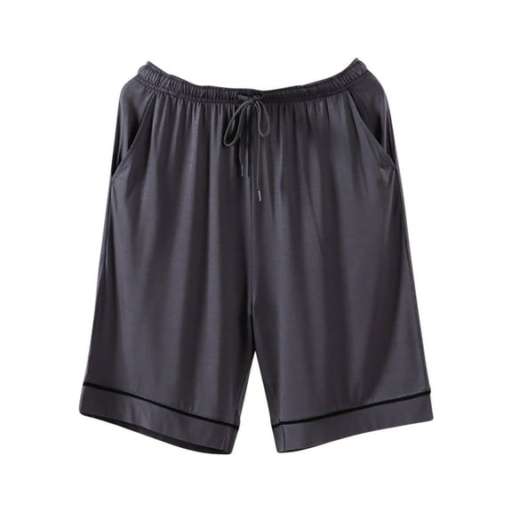 MuZeFu Men'S Big & Tall Lightweight Shorts Men's Casual Home Sleepwear Thin Loose Pants Pajama Solid Color Length Pants