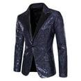 thumbnail image 1 of MuZeFu Men Shiny Sequin Blazers Long Sleeve Party Glitter Suit Jacket Outerwear Men Color Matching Sequin Suit One Button Dress Performance Suit Long Sleeved Lapel Collar Suit Jacket Coat Blazer, 1 of 8