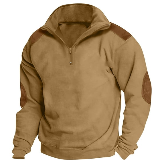 MuZeFu Mens Sweatshirts No Hood Man Long Sleeve Solid Color V-Neck Zipper Fashion Fallow Sweater Tops