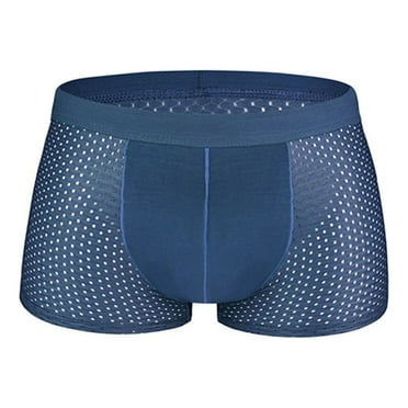 MuZeFu Mens Underwear Boxer Briefs Mens Breathable Mesh Boxers Cotton Solid Color Shorts Open