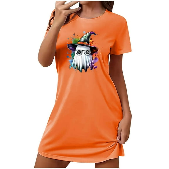 MuZeFu Nightgown Sleep Dress for Women Sleepwear Women's Oversized Short Nightgown Fashion Chest Print Short Sleeve Nightdress