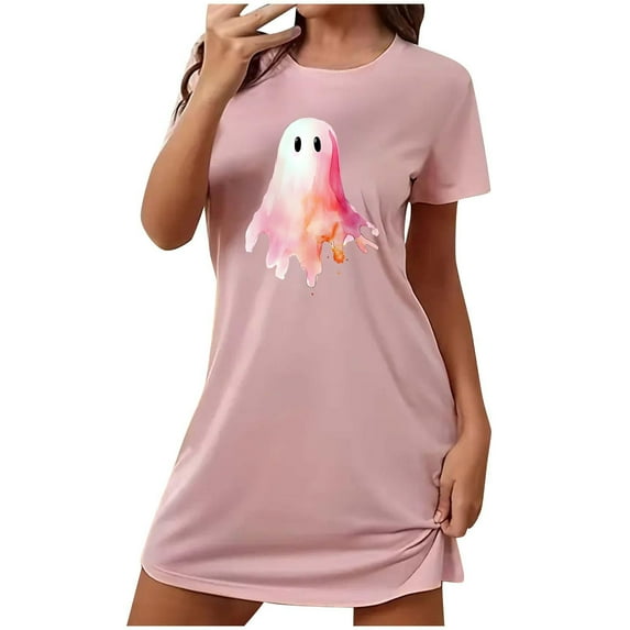 MuZeFu Nightgowns for Women Plus Size Clearance Sale Women's Oversized Short Nightgown Fashion Chest Print Short Sleeve Nightdress