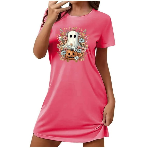 MuZeFu Nightgowns for Women Plus Size Clearance Sale Women's Oversized Short Nightgown Fashion Chest Print Short Sleeve Nightdress