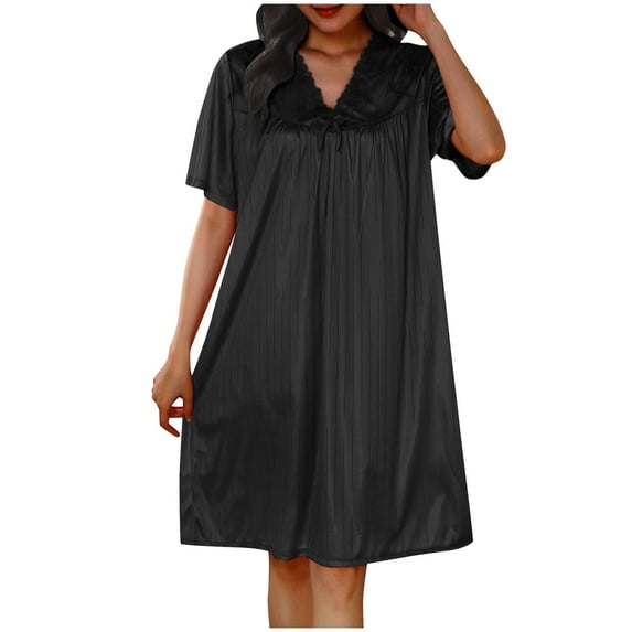MuZeFu Nightgowns for Women Plus Size Clearance Sale Women's Sexy Nightdress Lingerie Sleepwear Solid Color Sexy Loose Pajamas