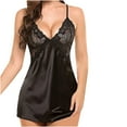 thumbnail image 1 of MuZeFu Nightgowns for Women Sexy Silk Ladies Cute Girl Solid Erotic Lingerie Sexy Imitation Silk V Neck Halter Nightdress, 1 of 5