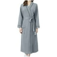 thumbnail image 1 of MuZeFu Nightgowns for Women Soft Cotton Womens Solid Bandage Robe Bathrobe Gown Pajamas Long Sleepwear Pocket Waistband+Belts, 1 of 8
