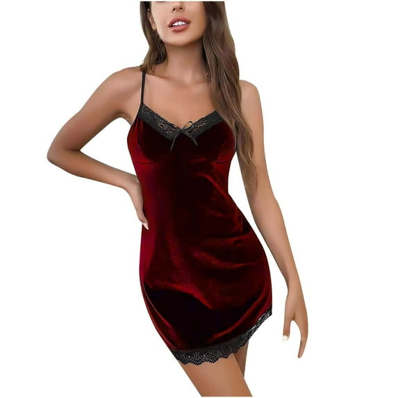 MuZeFu Nightgowns for Women Soft Women's Nightgown Sexy Lace Patchwork Suspender Skirt Nightdress Short Nightdress