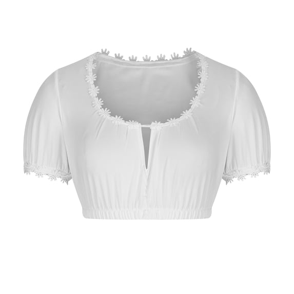 MuZeFu Oktoberfest Costumes Women Women Stand-up Collar Blouse Dirndl Blouse Lace Blouse For Oktoberfest Tops