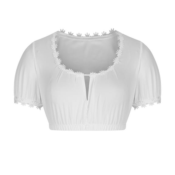 MuZeFu Oktoberfest Costumes Women Women Stand-up Collar Blouse Dirndl Blouse Lace Blouse For Oktoberfest Tops