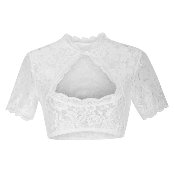 MuZeFu Oktoberfest Outfits Women Plus Size&nbsp; Women Stand-up Collar Blouse Dirndl Blouse Lace Blouse For Oktoberfest Tops