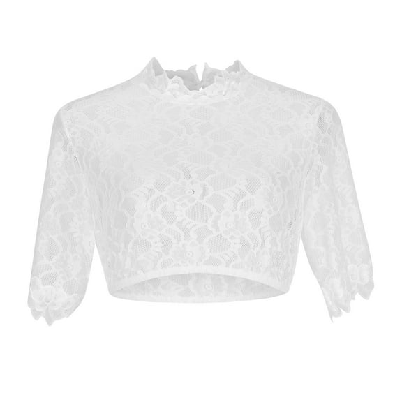 MuZeFu Oktoberfest Outfits Women Sexy  Women Stand-up Collar Blouse Dirndl Blouse Lace Blouse For Oktoberfest Tops