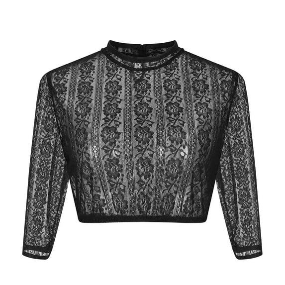 MuZeFu Oktoberfest Shirts for Women Women Stand-up Collar Blouse Dirndl Blouse Lace Blouse For Oktoberfest 3/4Sleeve Tops