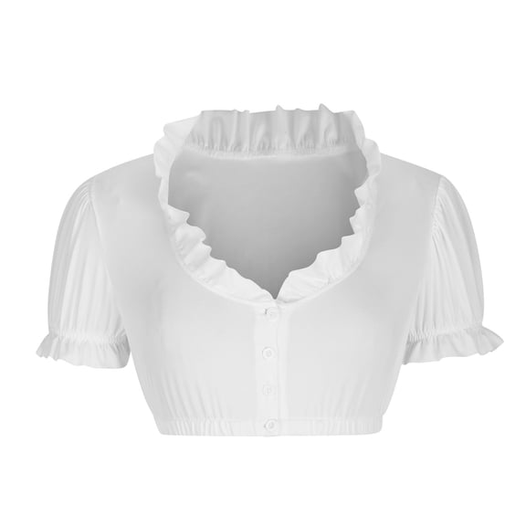 MuZeFu Oktoberfest Shirts for Women Women Stand-up Collar Blouse Dirndl Blouse Lace Blouse For Oktoberfest Tops