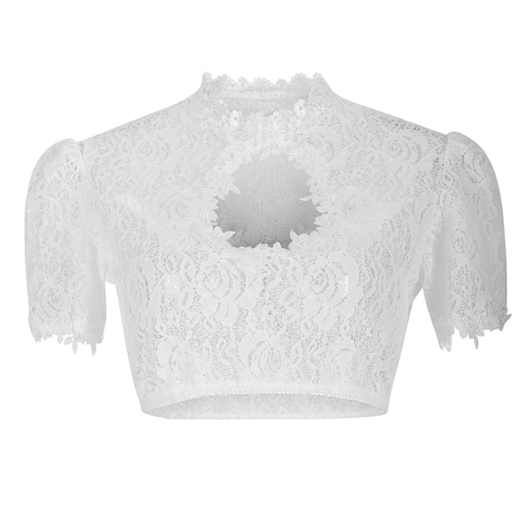 MuZeFu Oktoberfest Shirts for Women Women Stand-up Collar Blouse Dirndl Blouse Lace Blouse For Oktoberfest Tops