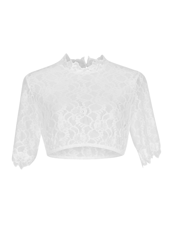 Oktoberfest Shirts for Women Women Stand-up Collar Blouse Dirndl Blouse Lace Blouse For Oktoberfest Tops